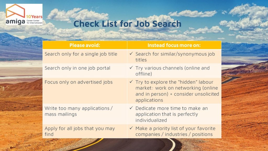 Check list for Job Search